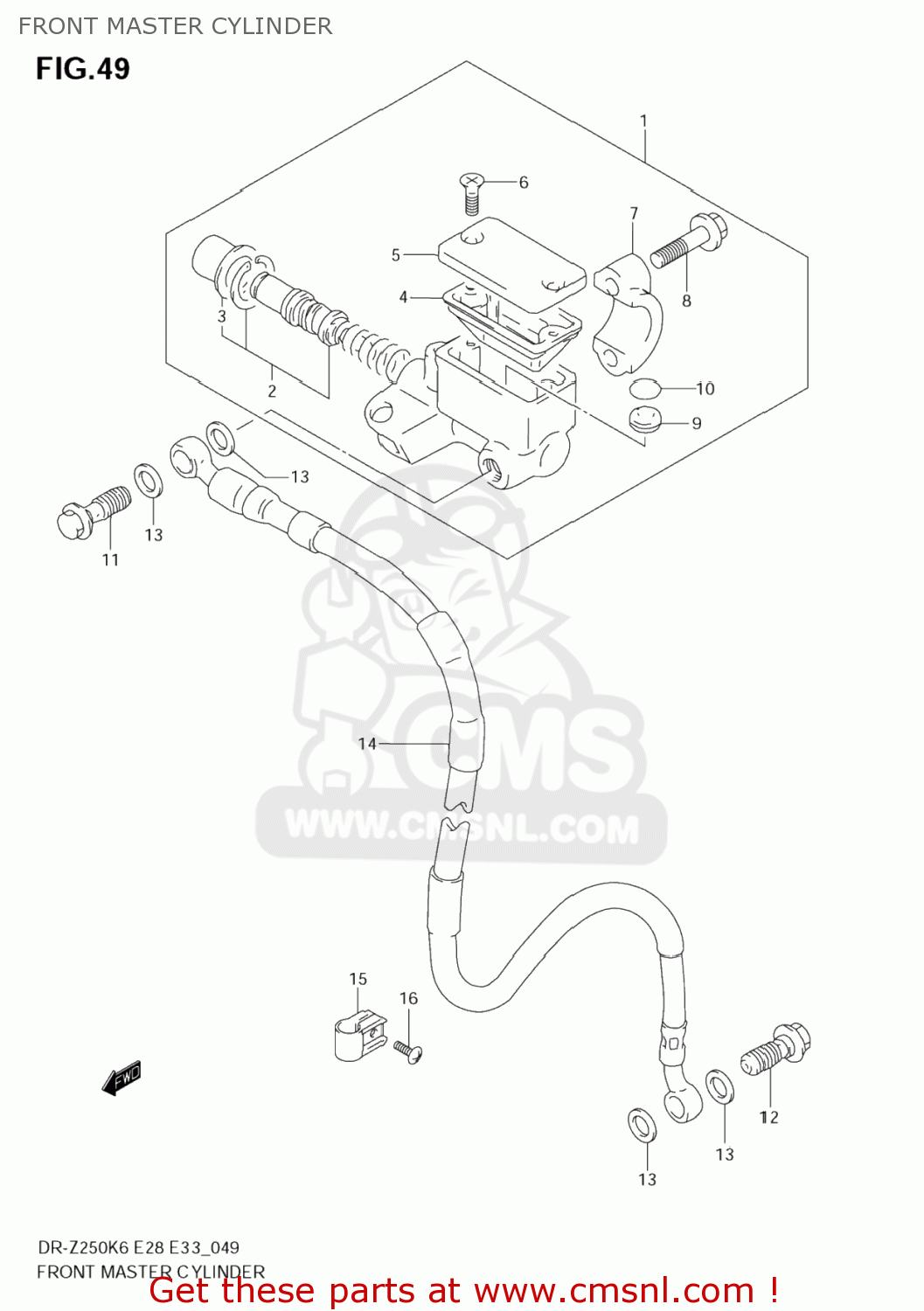 FRONT MASTER CYLINDER DR-Z250 2006 (K6) USA (E03) DRZ250 DR Z250