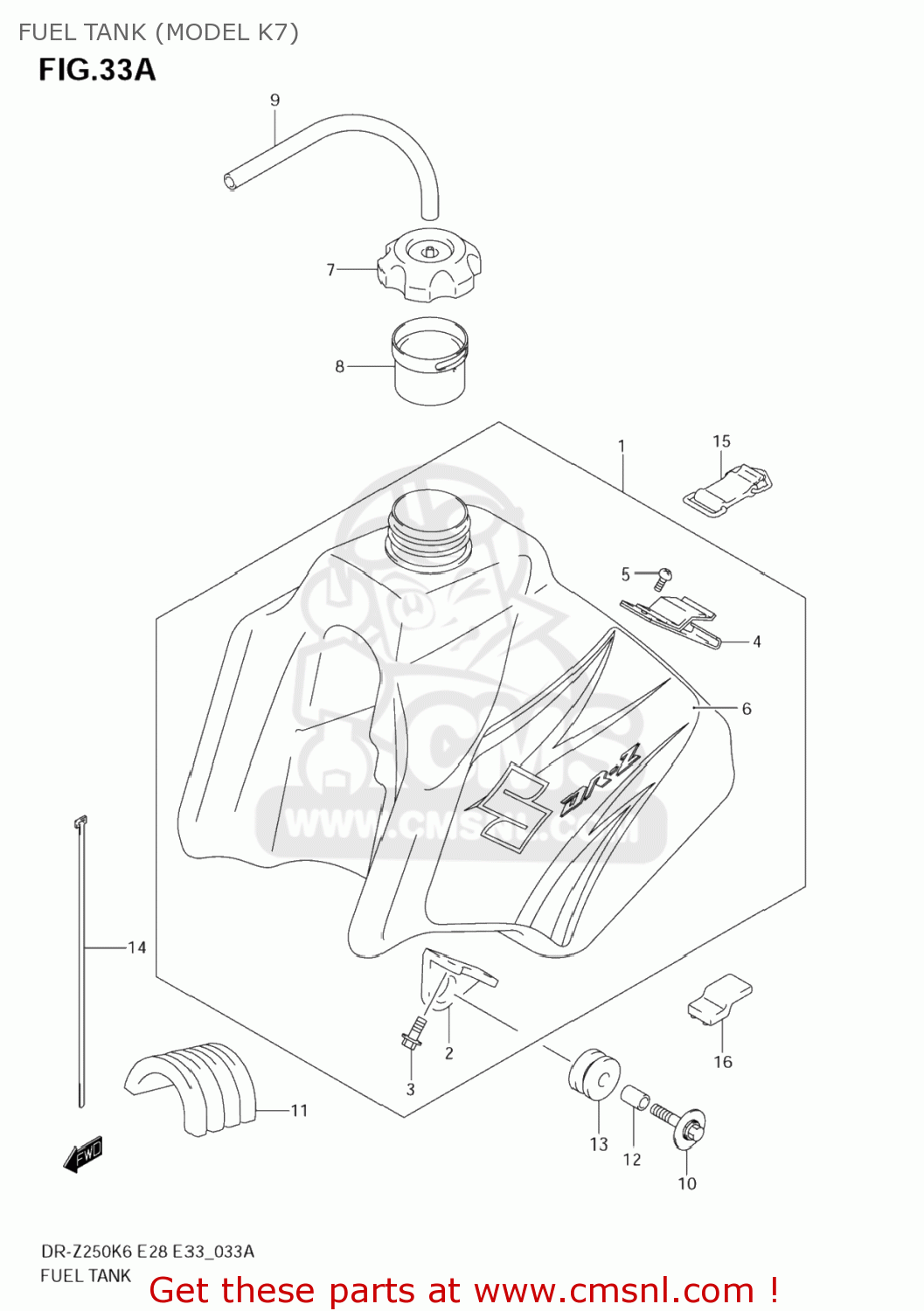 FUEL TANK (MODEL K7) DR-Z250 2006 (K6) USA (E03) DRZ250 DR Z250
