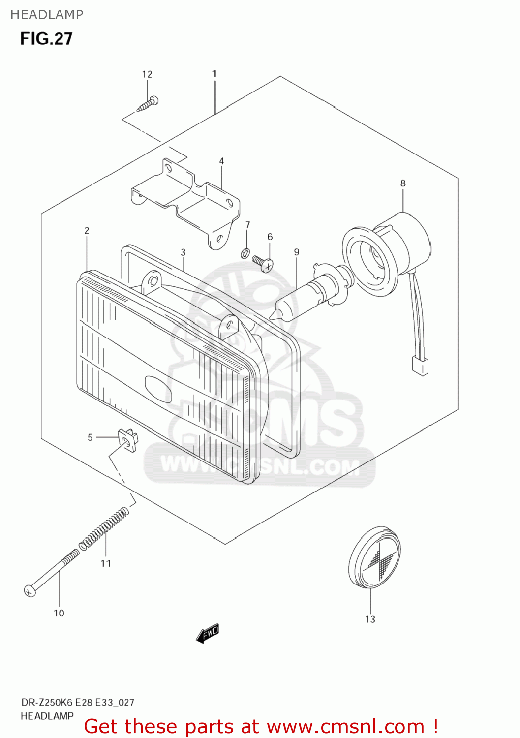 HEADLAMP DR-Z250 2006 (K6) USA (E03) DRZ250 DR Z250