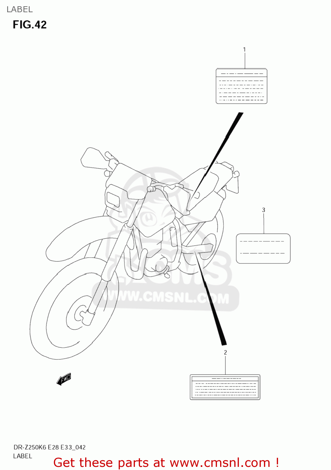 LABEL DR-Z250 2006 (K6) USA (E03) DRZ250 DR Z250