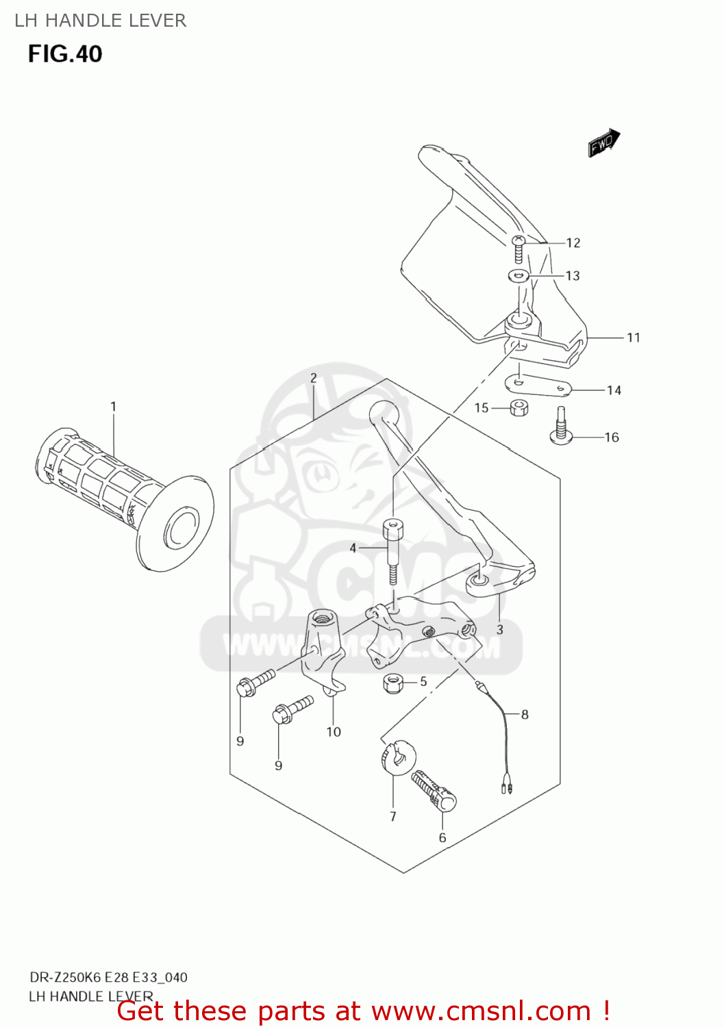 LH HANDLE LEVER DR-Z250 2006 (K6) USA (E03) DRZ250 DR Z250
