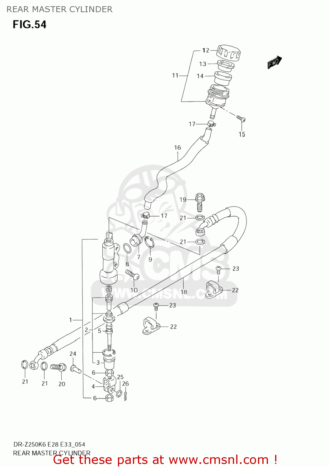 REAR MASTER CYLINDER DR-Z250 2006 (K6) USA (E03) DRZ250 DR Z250