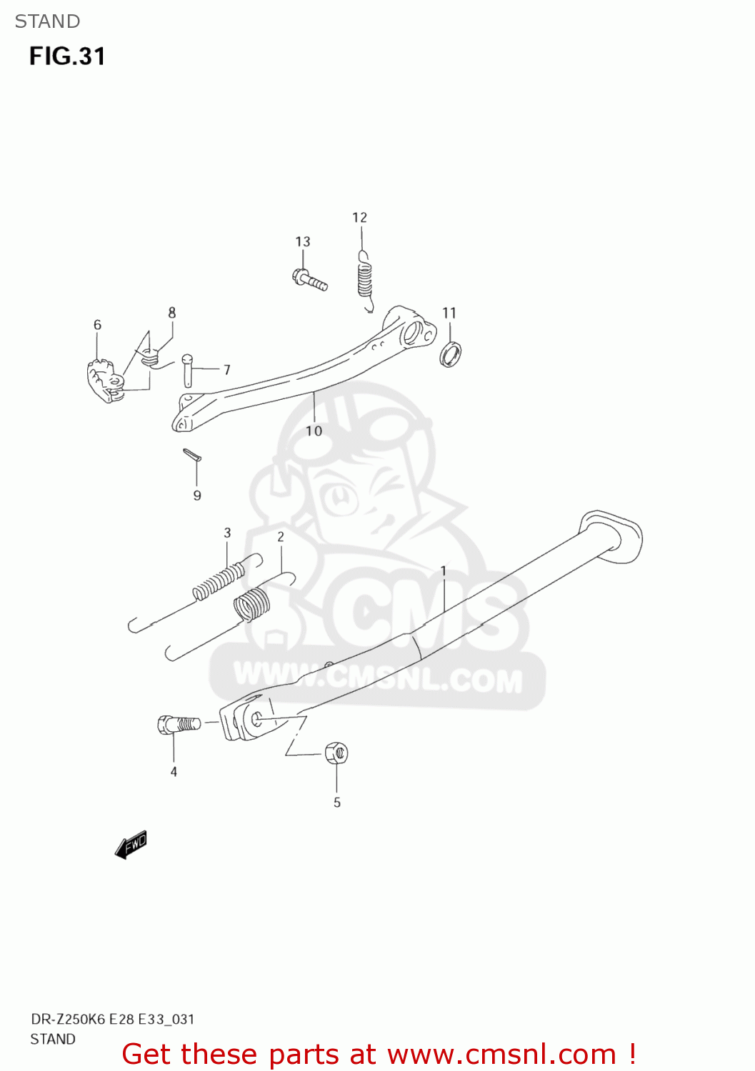 STAND DR-Z250 2006 (K6) USA (E03) DRZ250 DR Z250