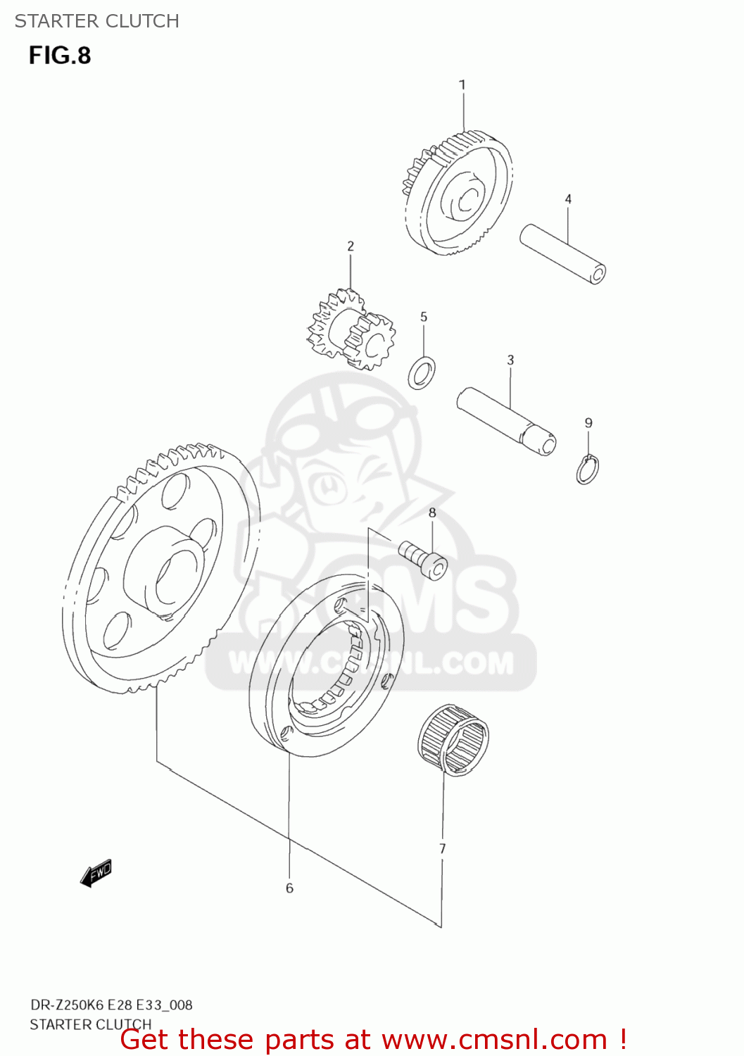 STARTER CLUTCH DR-Z250 2006 (K6) USA (E03) DRZ250 DR Z250