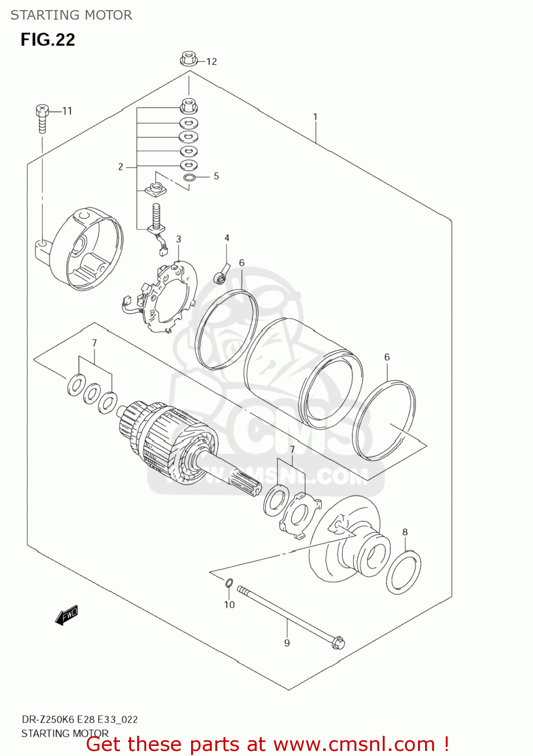 STARTING MOTOR DR-Z250 2006 (K6) USA (E03) DRZ250 DR Z250