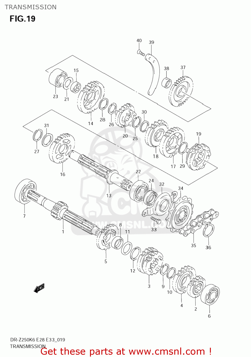 TRANSMISSION DR-Z250 2006 (K6) USA (E03) DRZ250 DR Z250