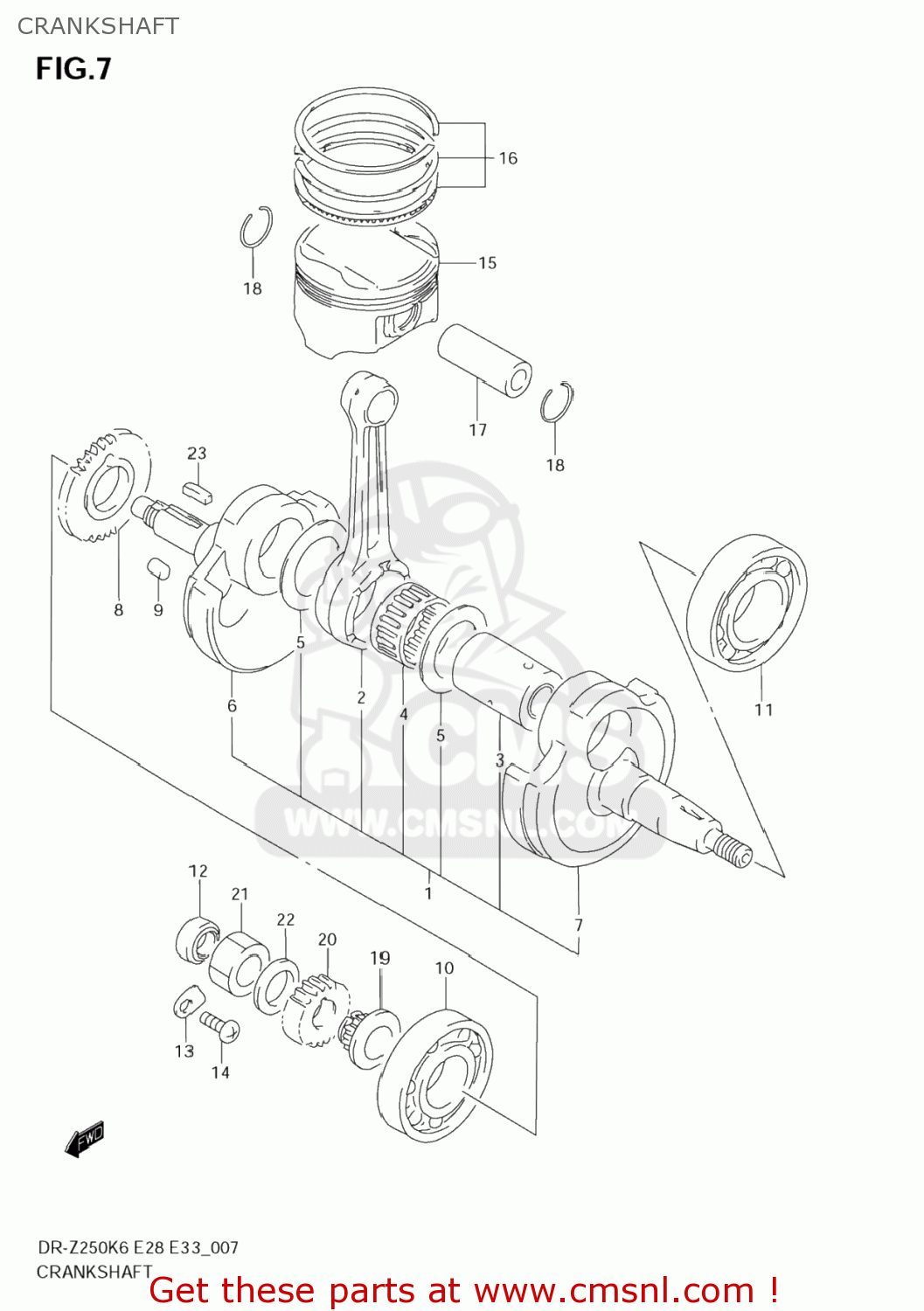 CRANKSHAFT DR-Z250 2007 (K7) USA (E03) DRZ250 DR Z250