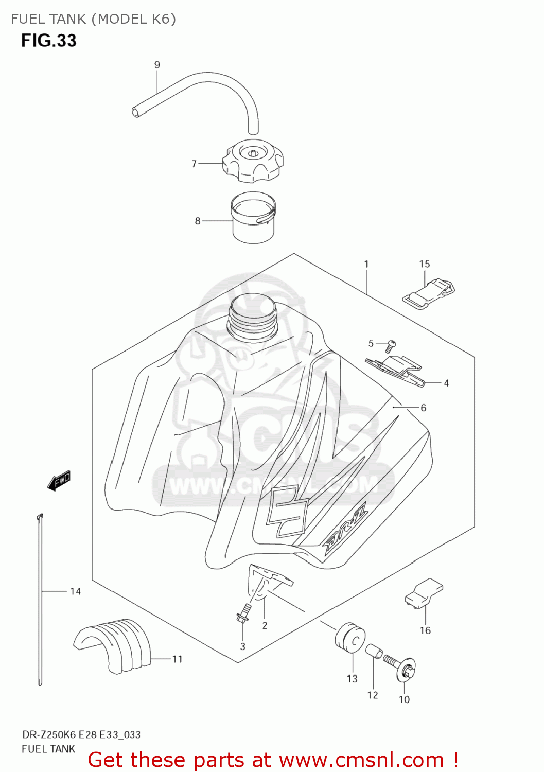 FUEL TANK (MODEL K6) DR-Z250 2007 (K7) USA (E03) DRZ250 DR Z250