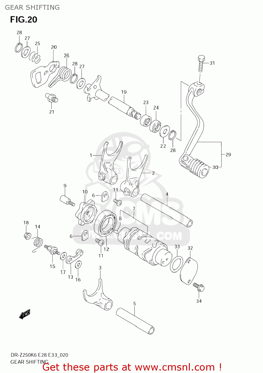 GEAR SHIFTING DR-Z250 2007 (K7) USA (E03) DRZ250 DR Z250