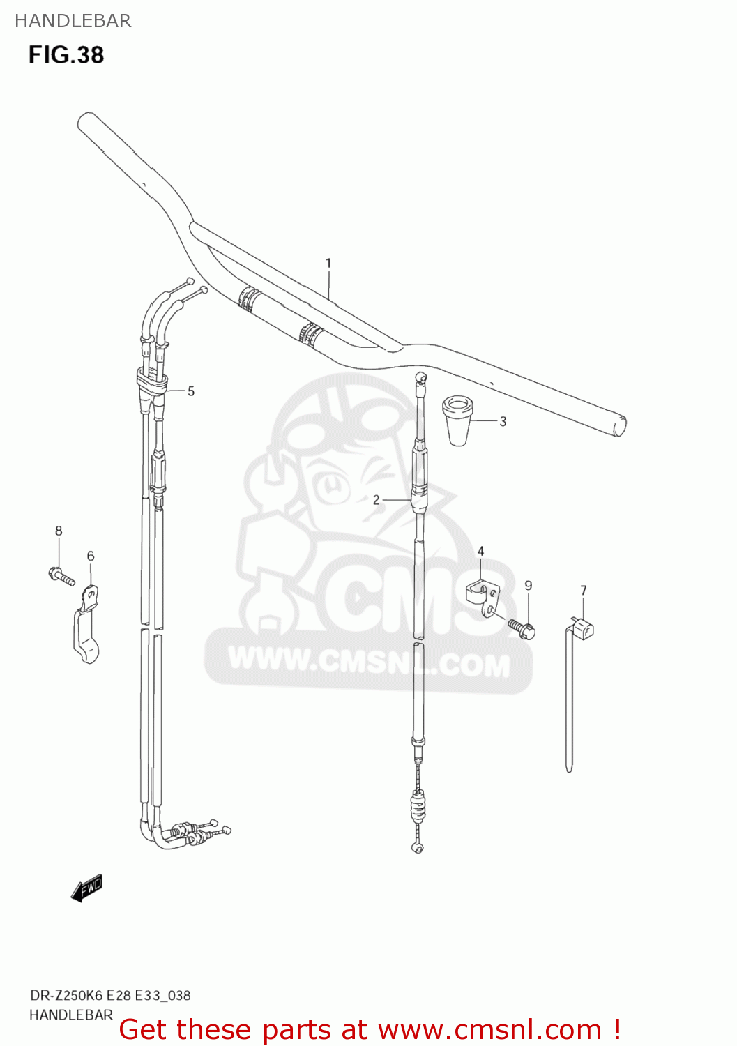 HANDLEBAR DR-Z250 2007 (K7) USA (E03) DRZ250 DR Z250