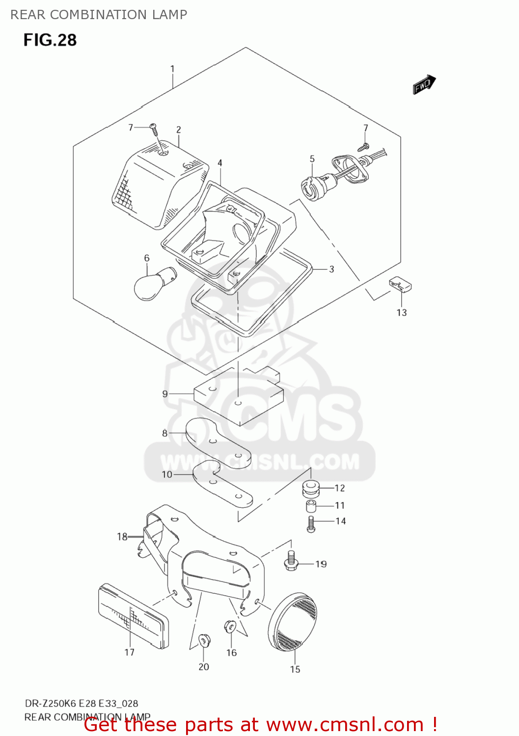 REAR COMBINATION LAMP DR-Z250 2007 (K7) USA (E03) DRZ250 DR Z250
