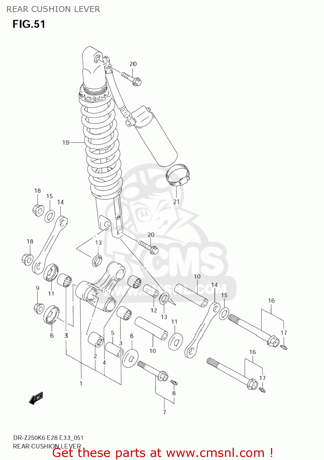 REAR CUSHION LEVER DR-Z250 2007 (K7) USA (E03) DRZ250 DR Z250