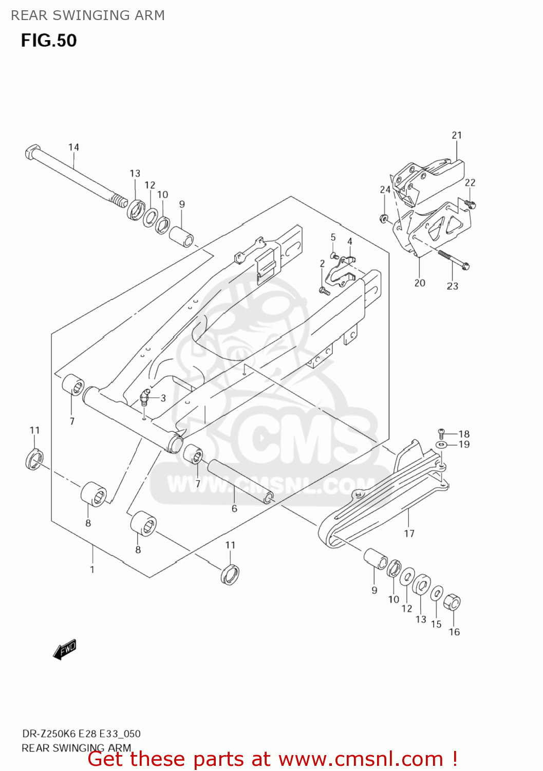 REAR SWINGING ARM DR-Z250 2007 (K7) USA (E03) DRZ250 DR Z250