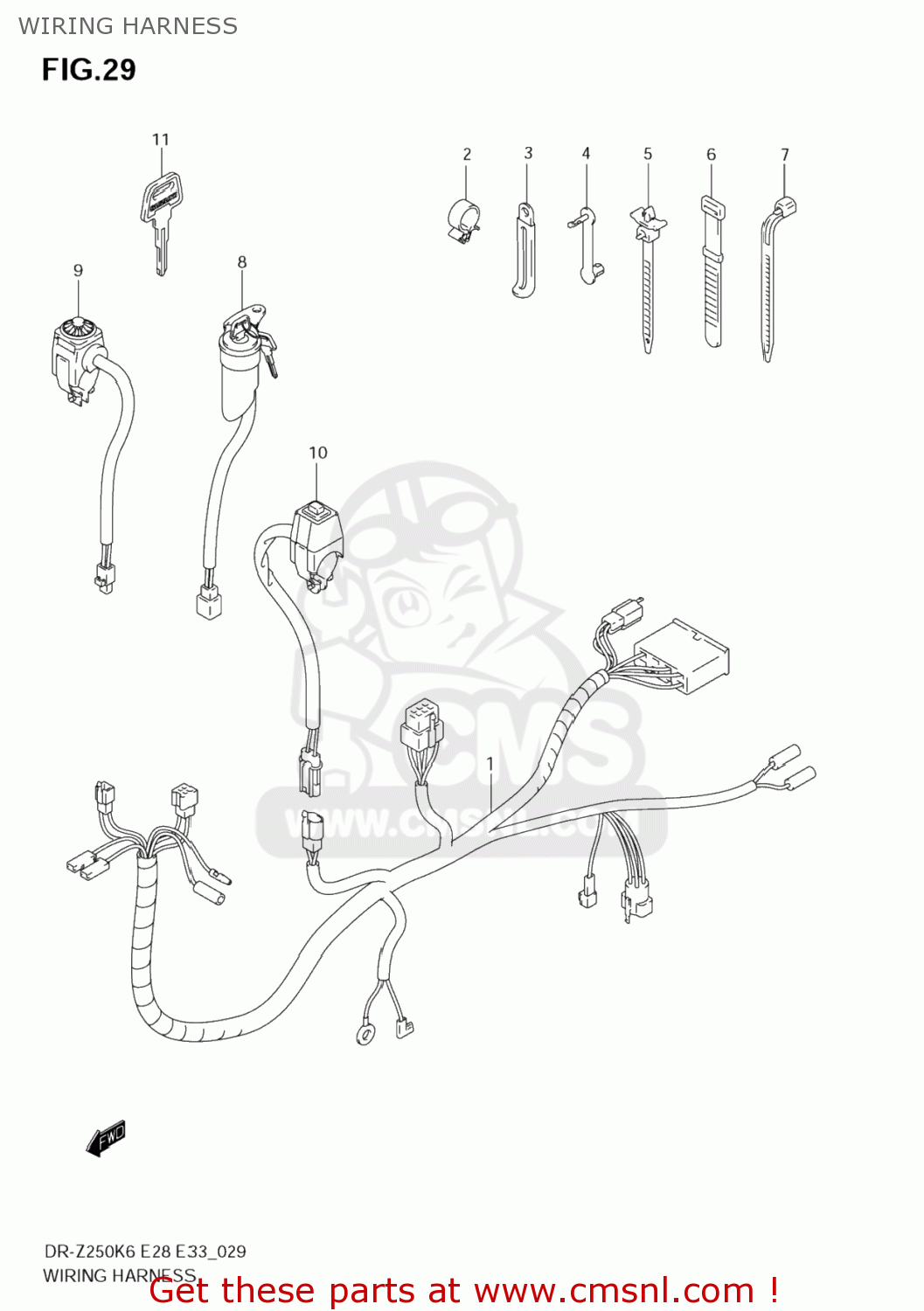 WIRING HARNESS DR-Z250 2007 (K7) USA (E03) DRZ250 DR Z250