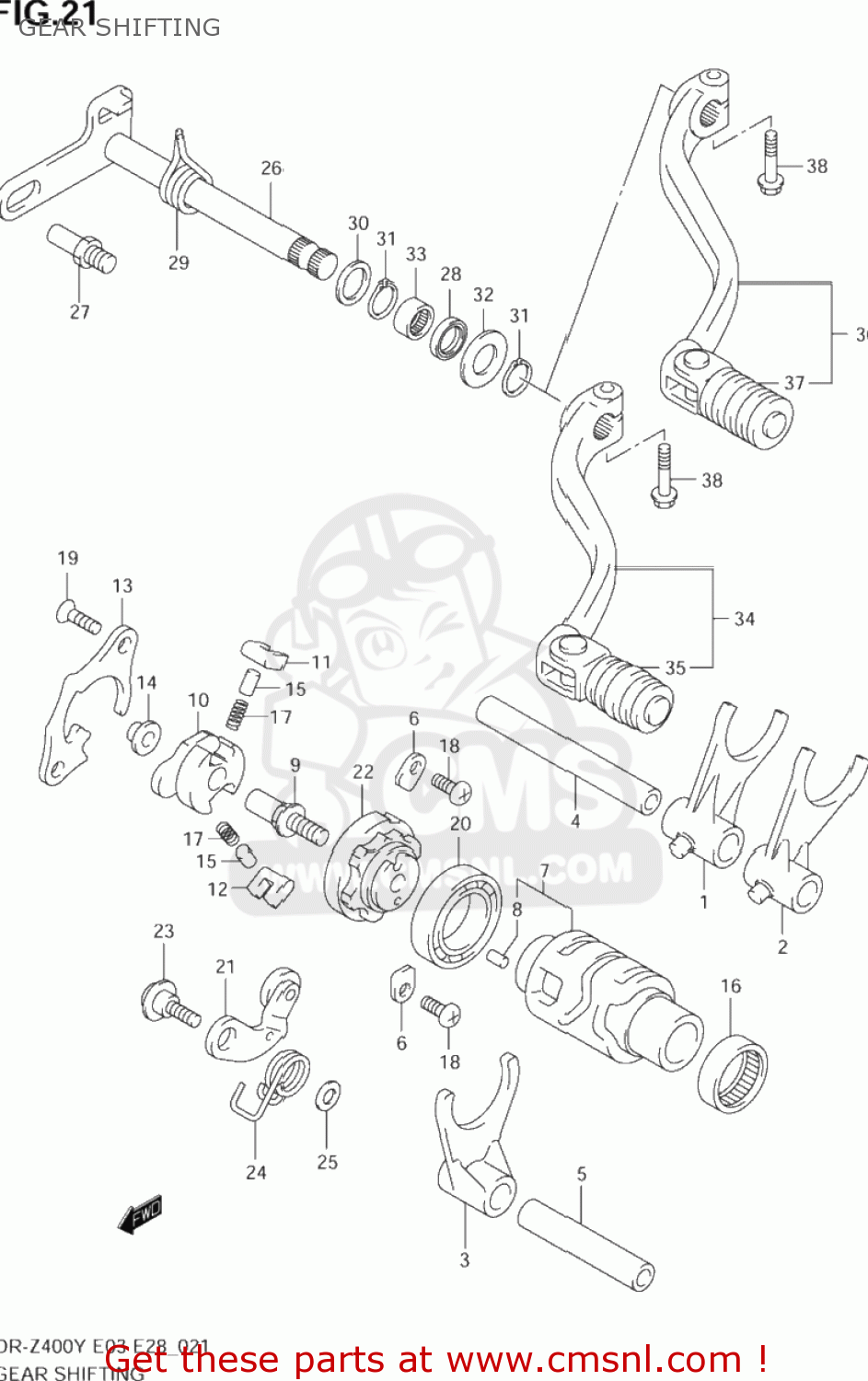 GEAR SHIFTING DR-Z400 2000 (Y) USA (E03) DRZ400 DR Z400