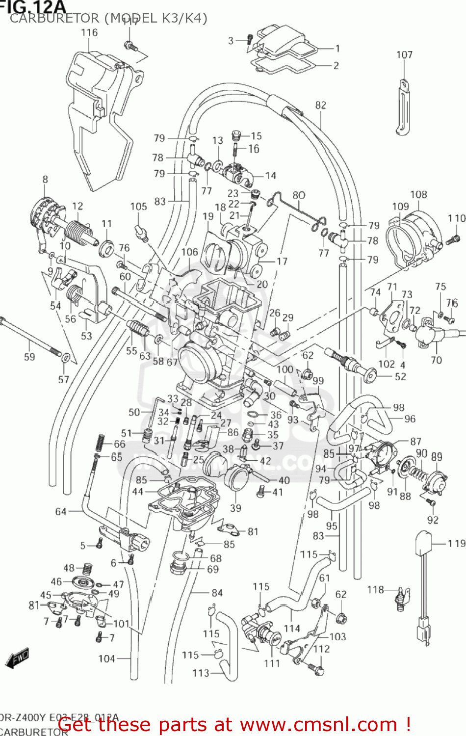 CARBURETOR (MODEL K3/K4) DR-Z400 2001 (K1) USA (E03) DRZ400 DR Z400