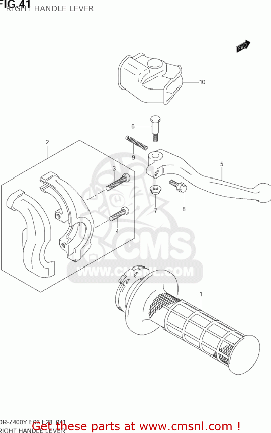 RIGHT HANDLE LEVER DR-Z400 2001 (K1) USA (E03) DRZ400 DR Z400