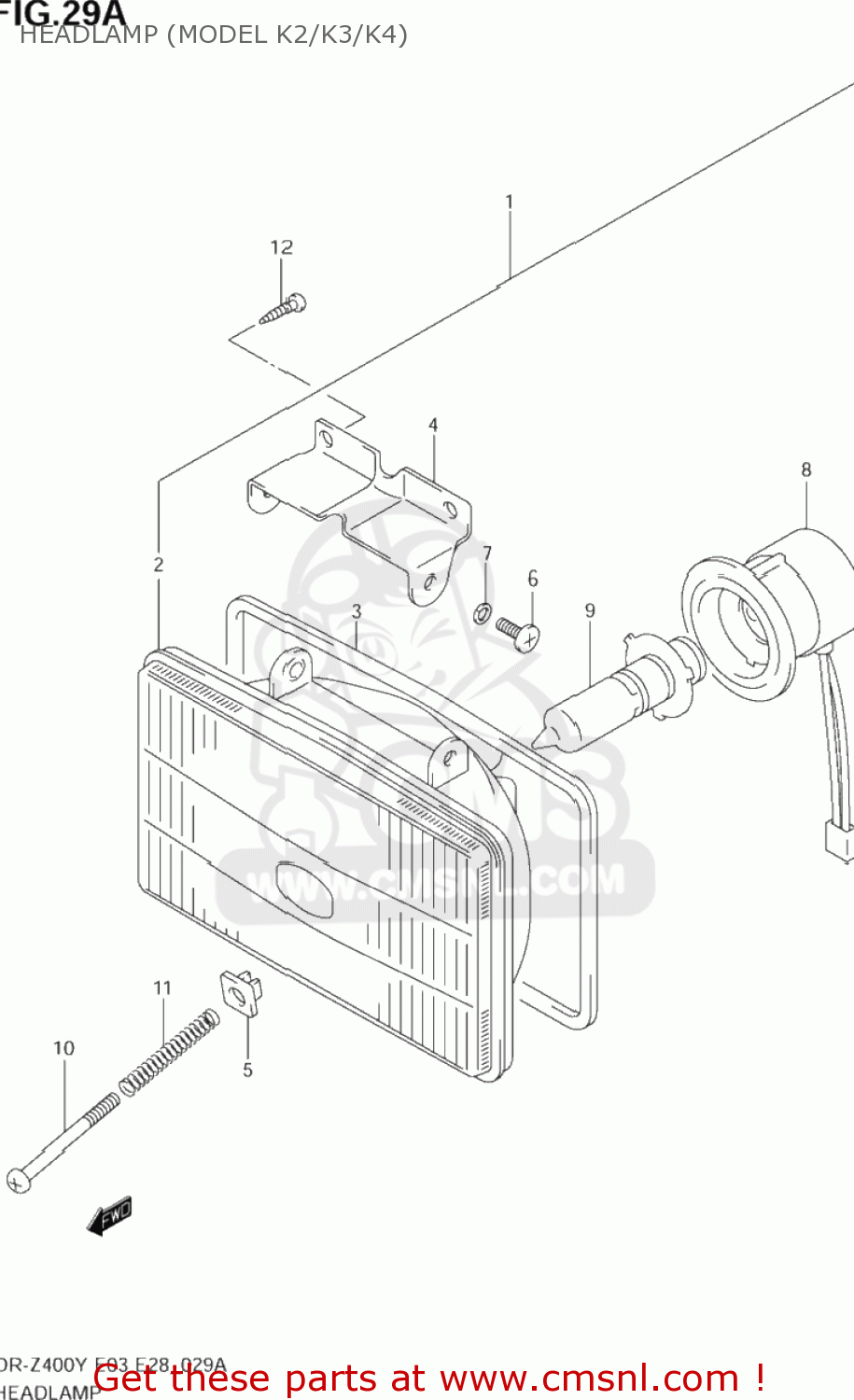 HEADLAMP (MODEL K2/K3/K4) DR-Z400 2002 (K2) USA (E03) DRZ400 DR Z400