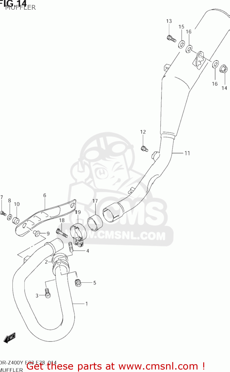MUFFLER DR-Z400 2002 (K2) USA (E03) DRZ400 DR Z400
