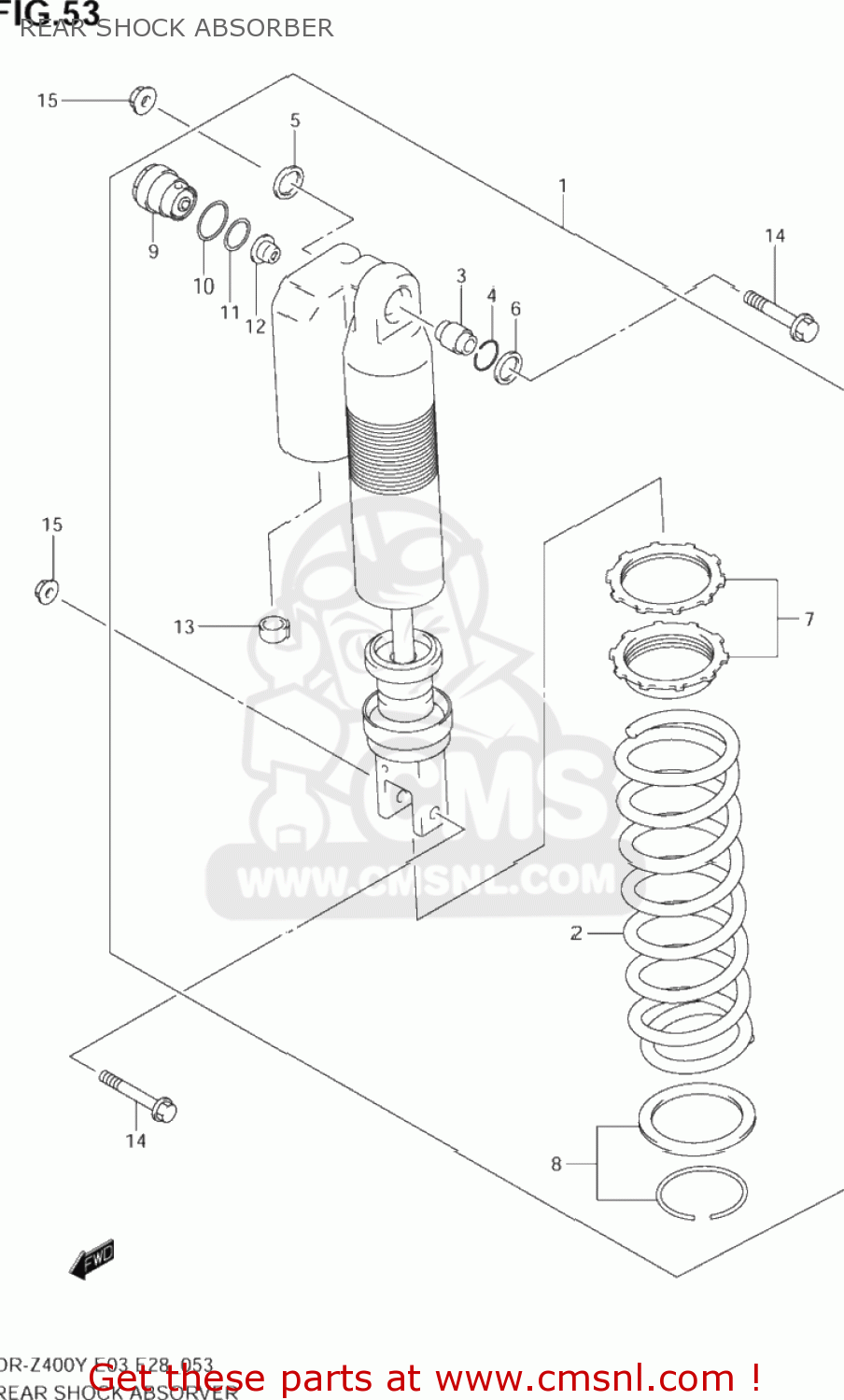 REAR SHOCK ABSORBER DR-Z400 2002 (K2) USA (E03) DRZ400 DR Z400