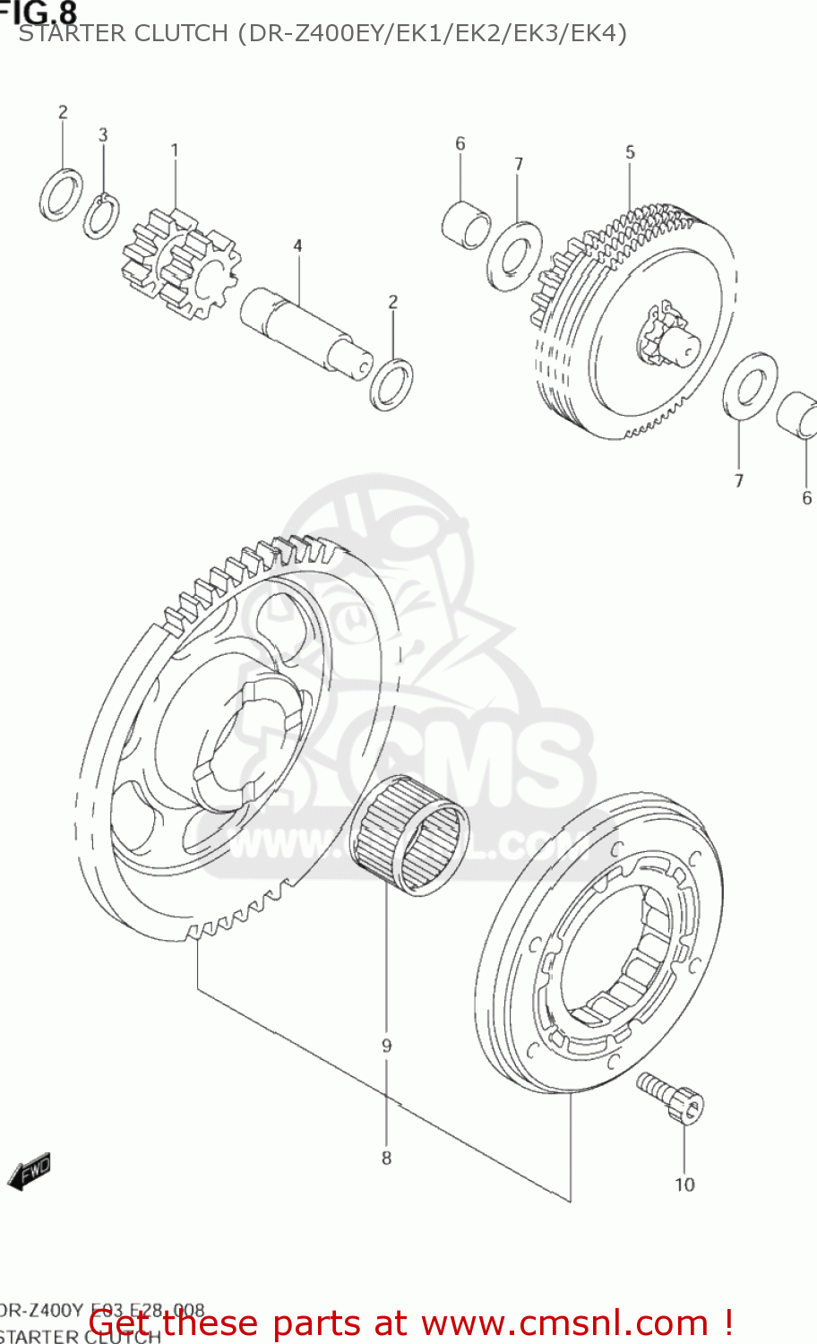 Suzuki DRZ400 2003 (K3) USA (E03) DRZ400 DR Z400 STARTER CLUTCH (DR