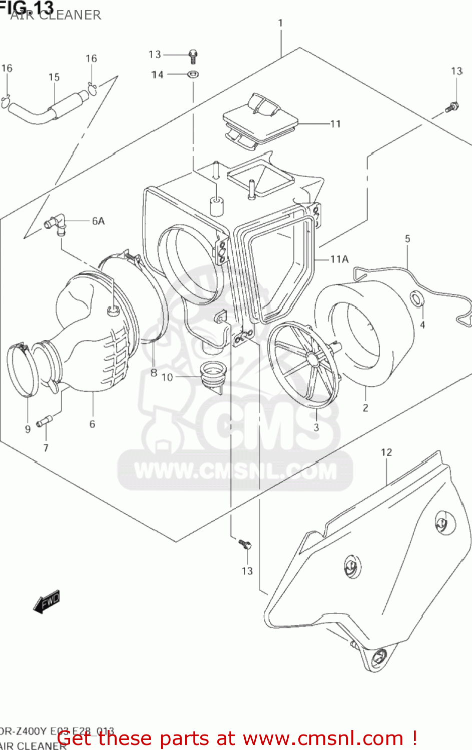 AIR CLEANER DR-Z400 2003 (K3) USA (E03) DRZ400 DR Z400