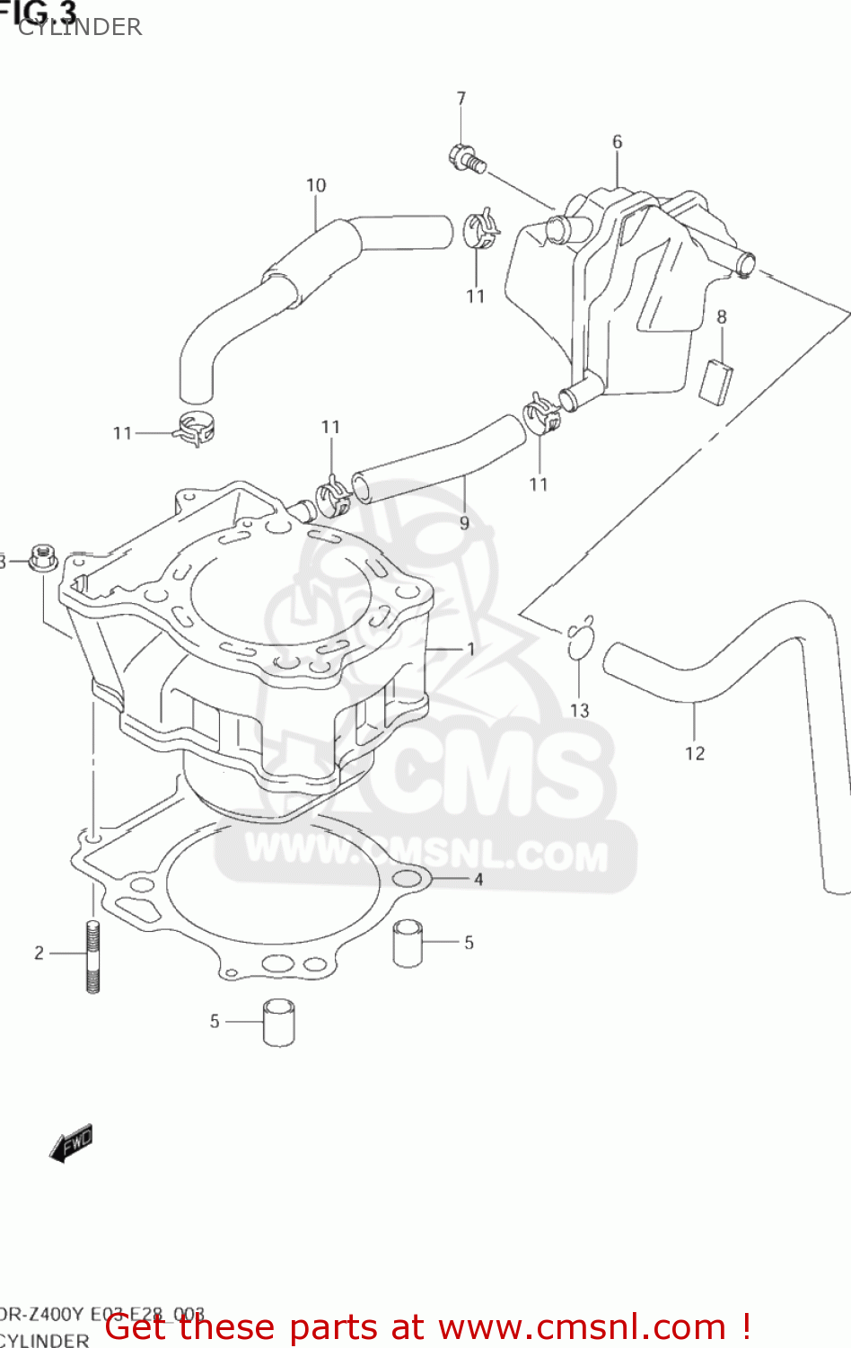 CYLINDER DR-Z400 2003 (K3) USA (E03) DRZ400 DR Z400