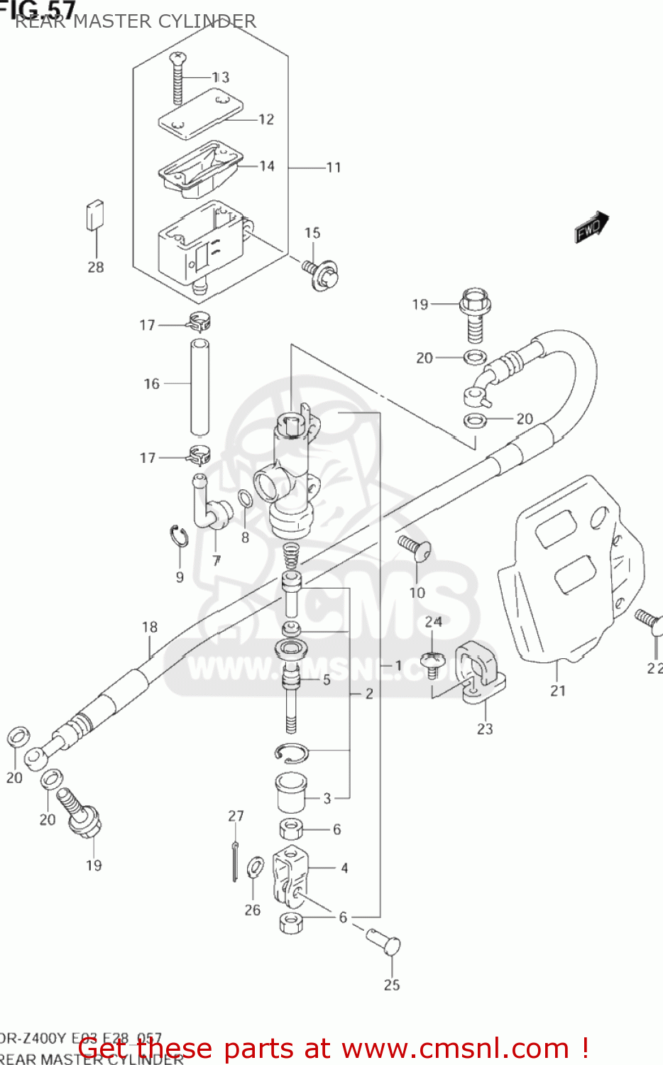 REAR MASTER CYLINDER DR-Z400 2003 (K3) USA (E03) DRZ400 DR Z400