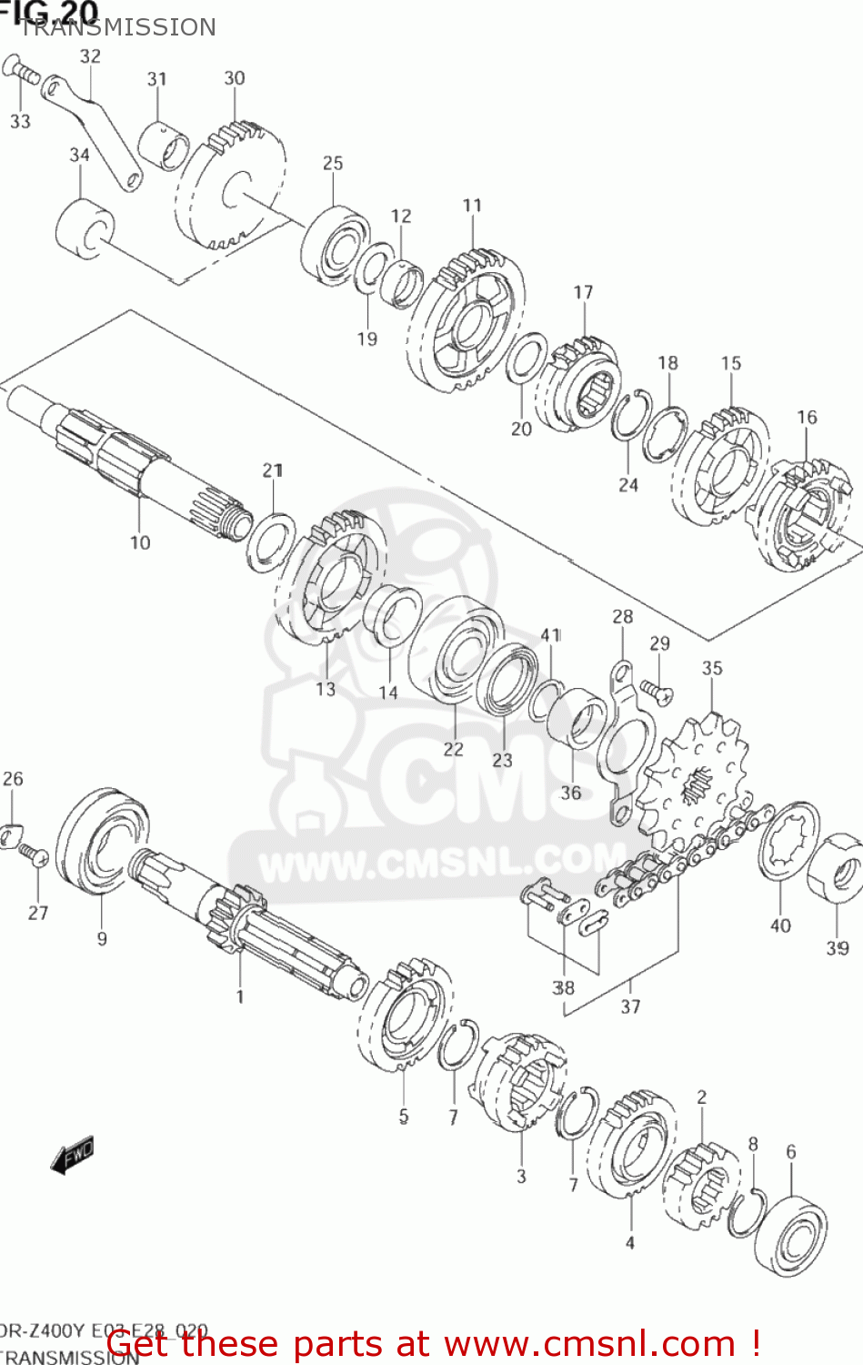 TRANSMISSION DR-Z400 2003 (K3) USA (E03) DRZ400 DR Z400