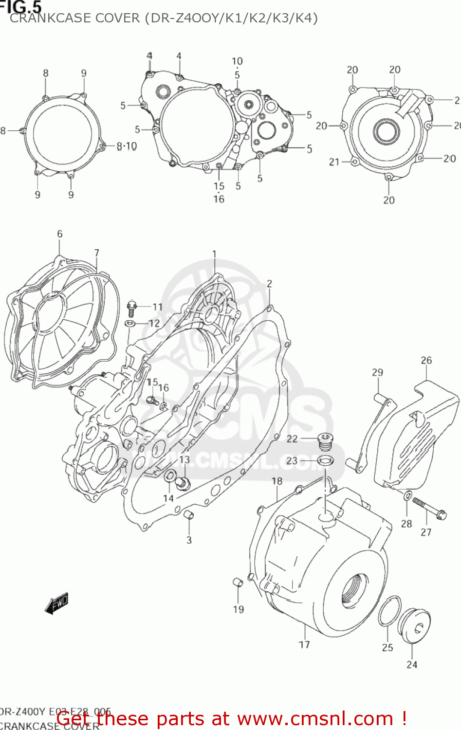 CRANKCASE COVER (DR-Z4OOY/K1/K2/K3/K4) DR-Z400 2004 (K4) USA (E03) DRZ400 DR Z400