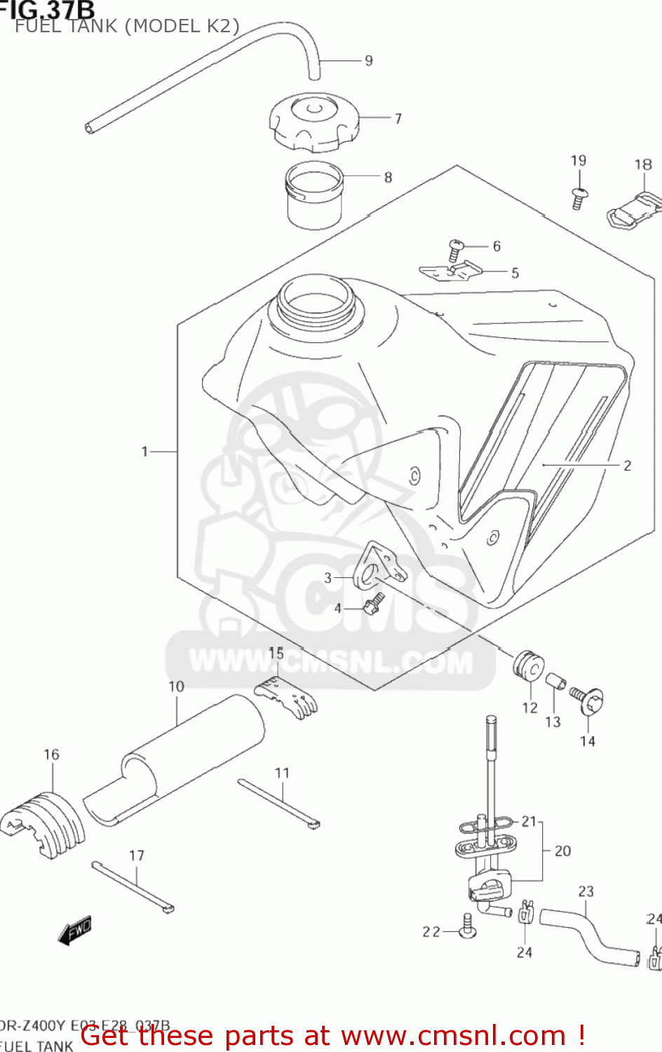 FUEL TANK (MODEL K2) DR-Z400 2004 (K4) USA (E03) DRZ400 DR Z400