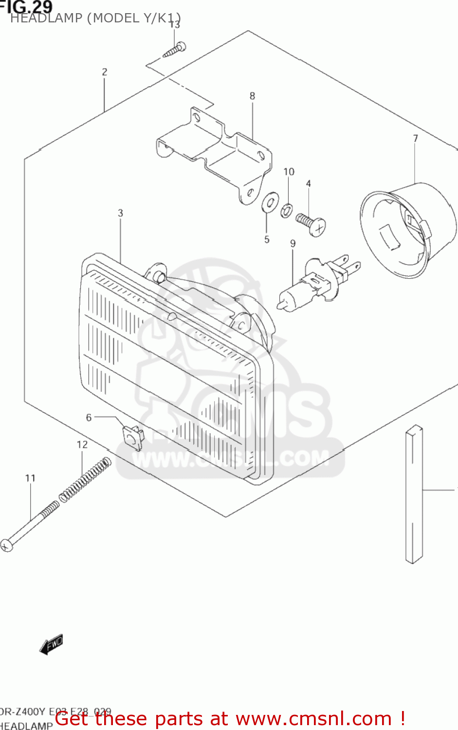 HEADLAMP (MODEL Y/K1) DR-Z400 2004 (K4) USA (E03) DRZ400 DR Z400