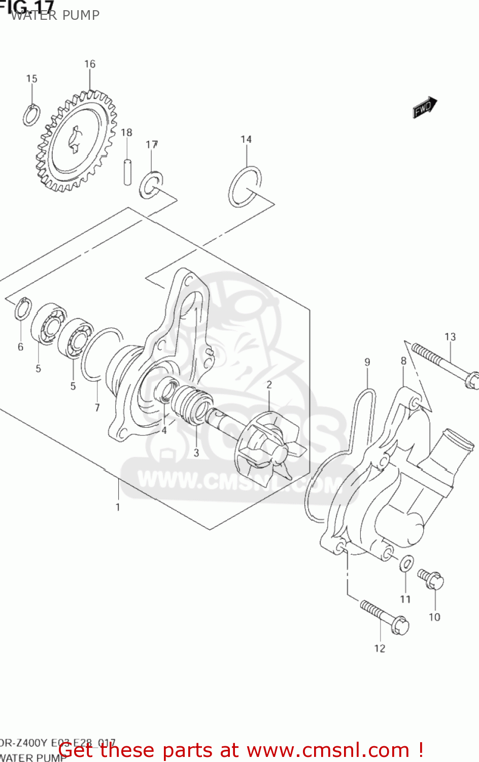 WATER PUMP DR-Z400 2004 (K4) USA (E03) DRZ400 DR Z400