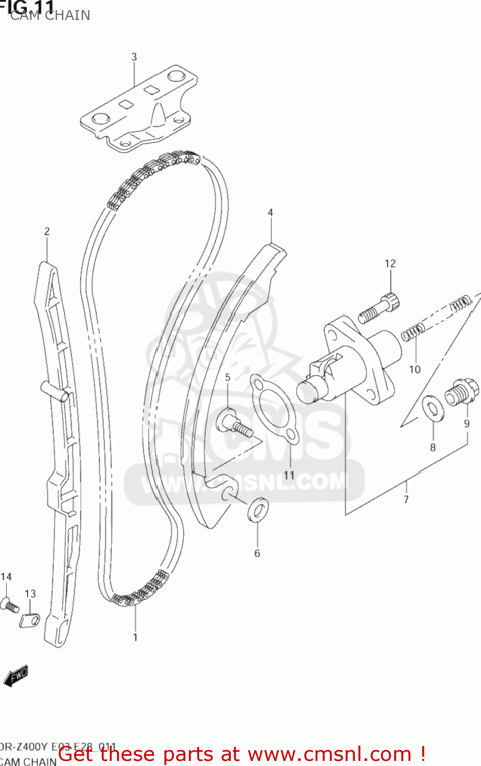 CAM CHAIN DR-Z400E 2000 (Y) USA (E03) DRZ400E DR Z400E