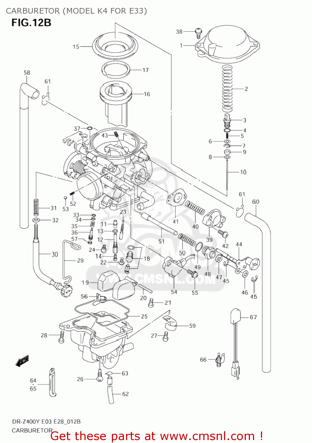 CARBURETOR (MODEL K4 FOR E33) DR-Z400E 2000 (Y) USA (E03) DRZ400E DR Z400E