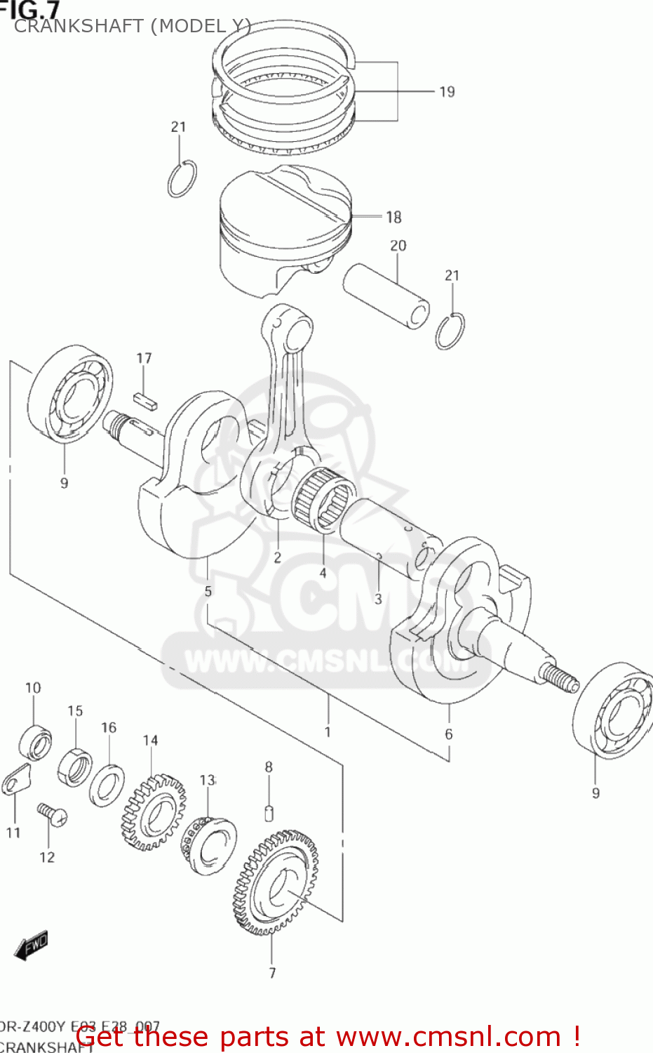 CRANKSHAFT (MODEL Y) DR-Z400E 2000 (Y) USA (E03) DRZ400E DR Z400E