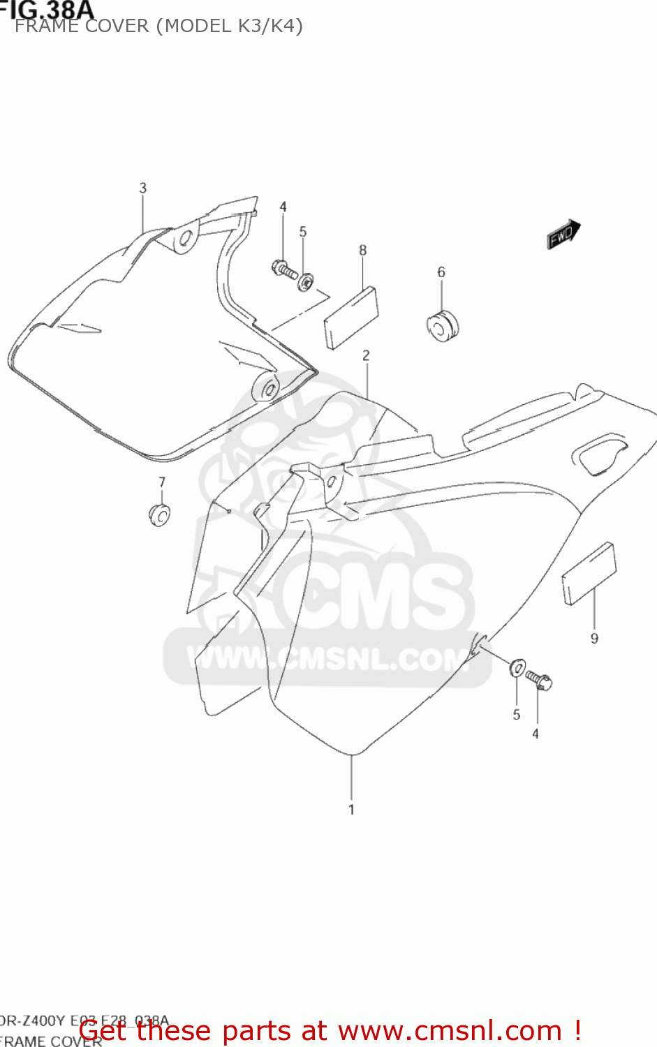 FRAME COVER (MODEL K3/K4) DR-Z400E 2000 (Y) USA (E03) DRZ400E DR Z400E