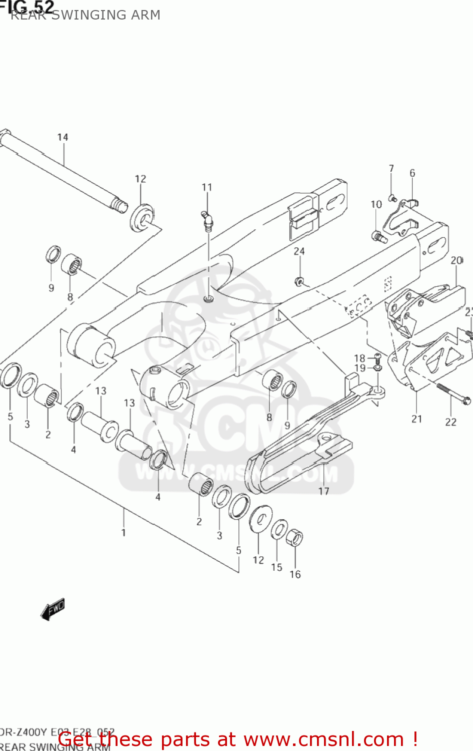 REAR SWINGING ARM DR-Z400E 2000 (Y) USA (E03) DRZ400E DR Z400E