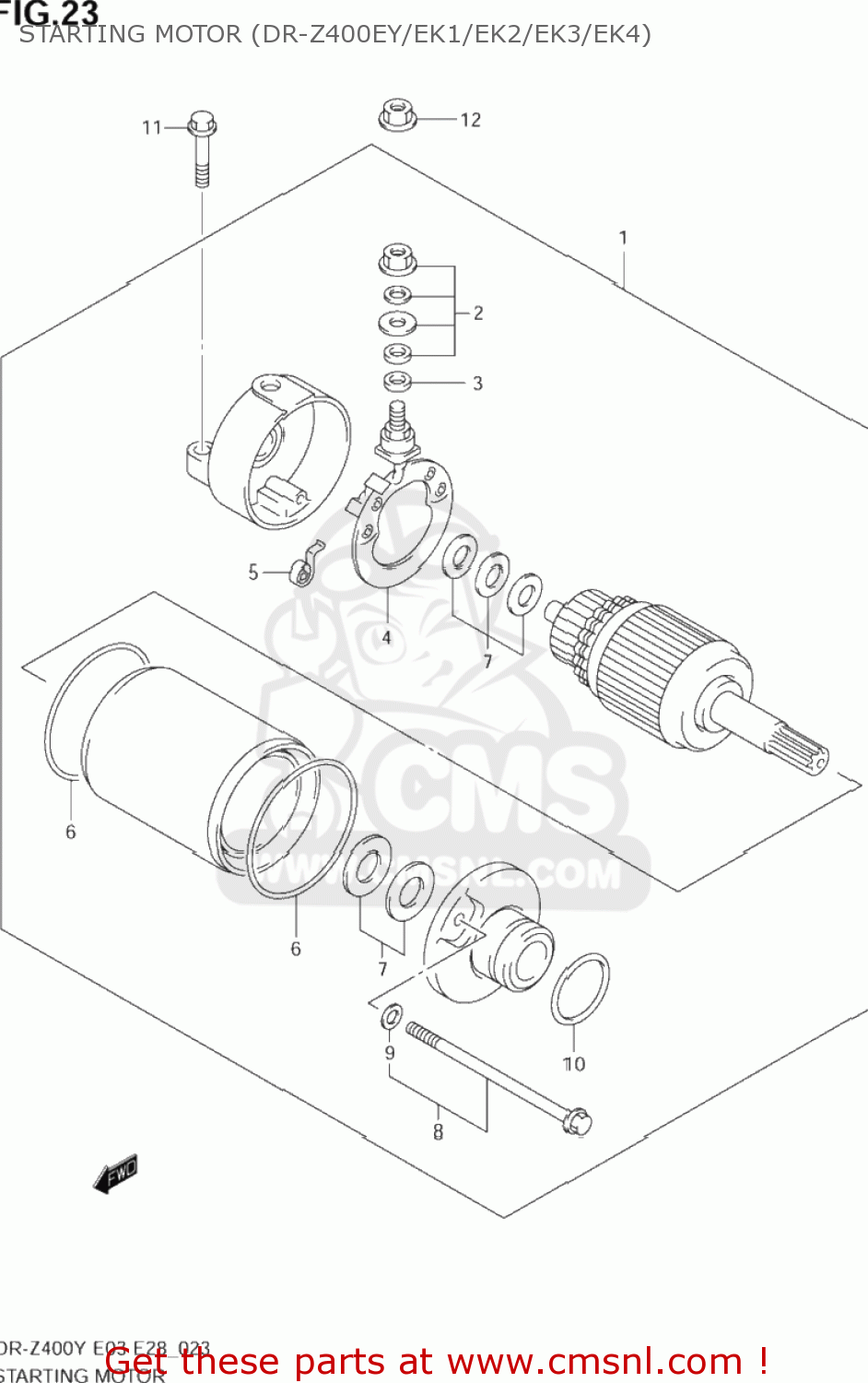STARTING MOTOR (DR-Z400EY/EK1/EK2/EK3/EK4) DR-Z400E 2001 (K1) USA (E03) DRZ400E DR Z400E