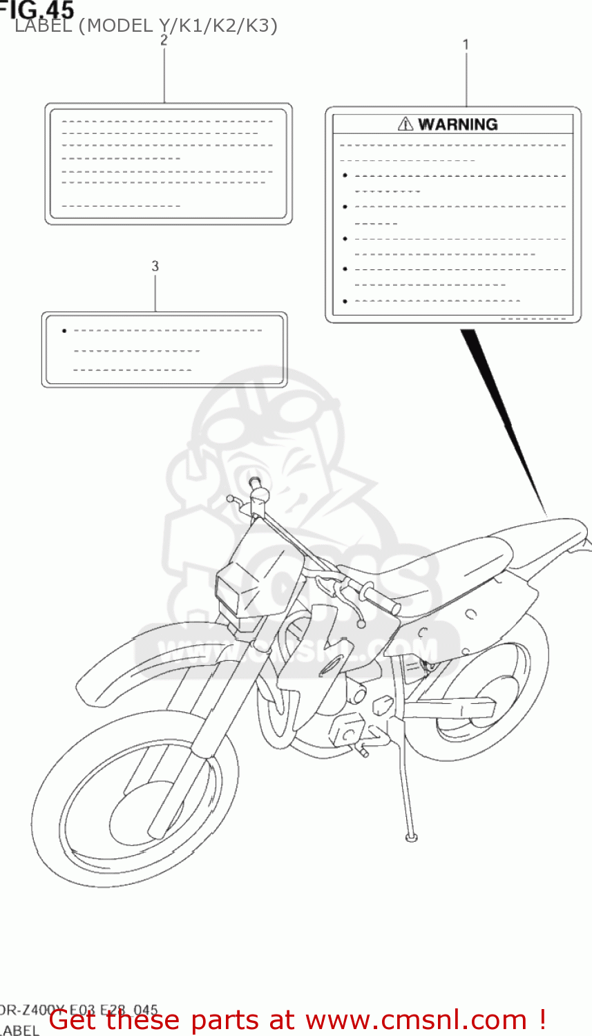LABEL (MODEL Y/K1/K2/K3) DR-Z400E 2002 (K2) USA (E03) DRZ400E DR Z400E