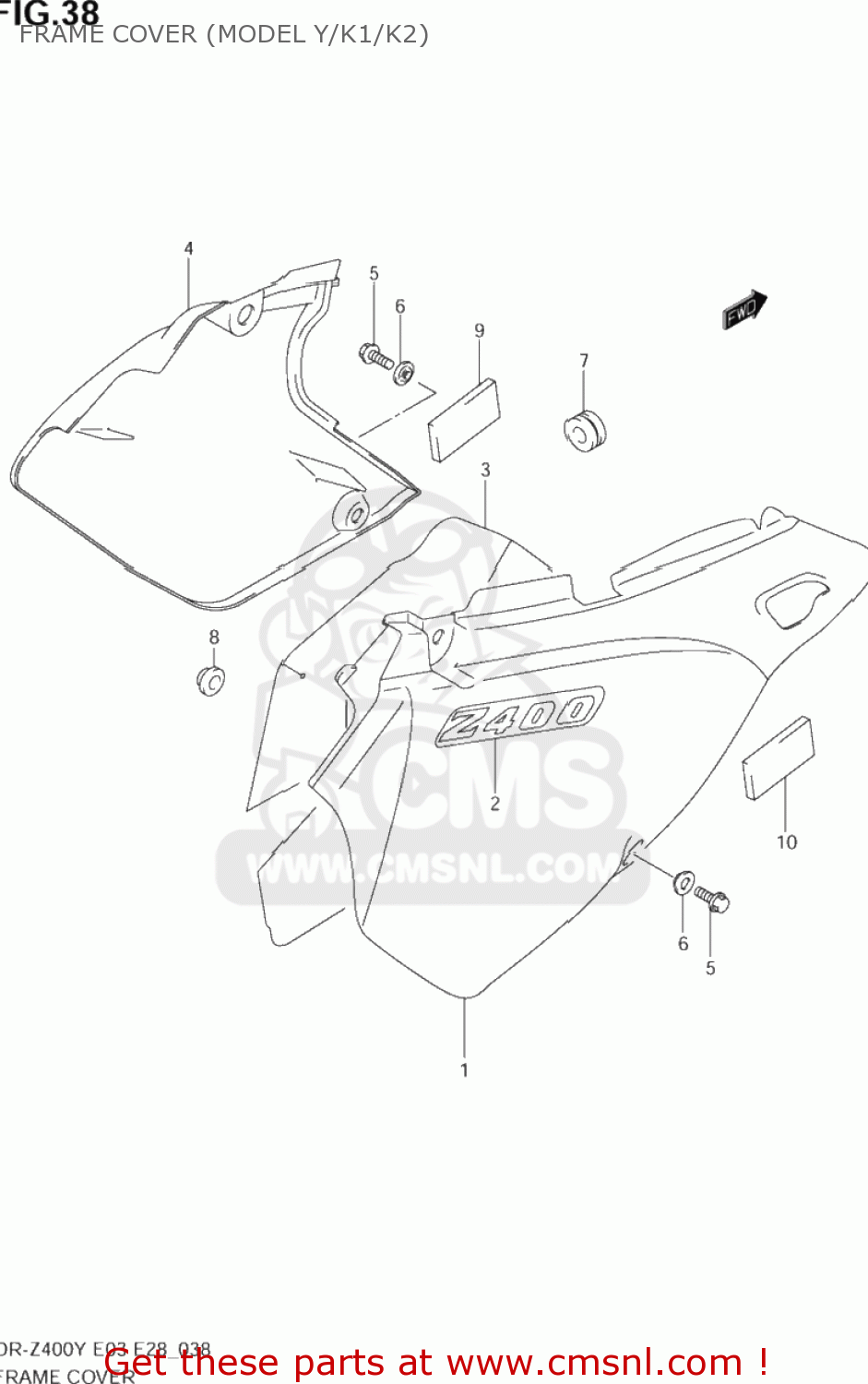 FRAME COVER (MODEL Y/K1/K2) DR-Z400E 2003 (K3) USA (E03) DRZ400E DR Z400E
