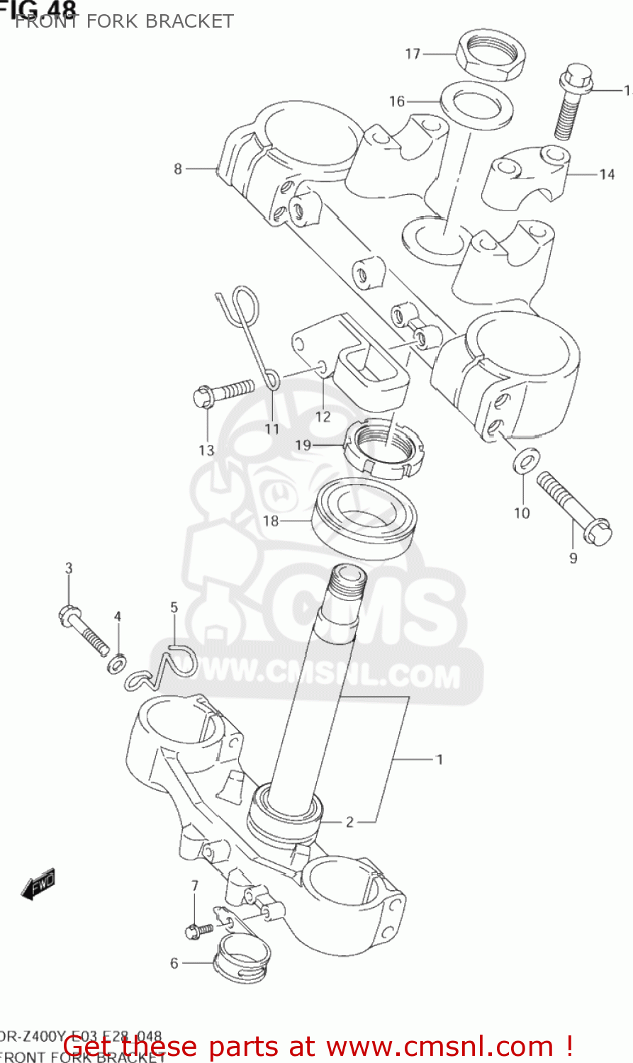 FRONT FORK BRACKET DR-Z400E 2003 (K3) USA (E03) DRZ400E DR Z400E