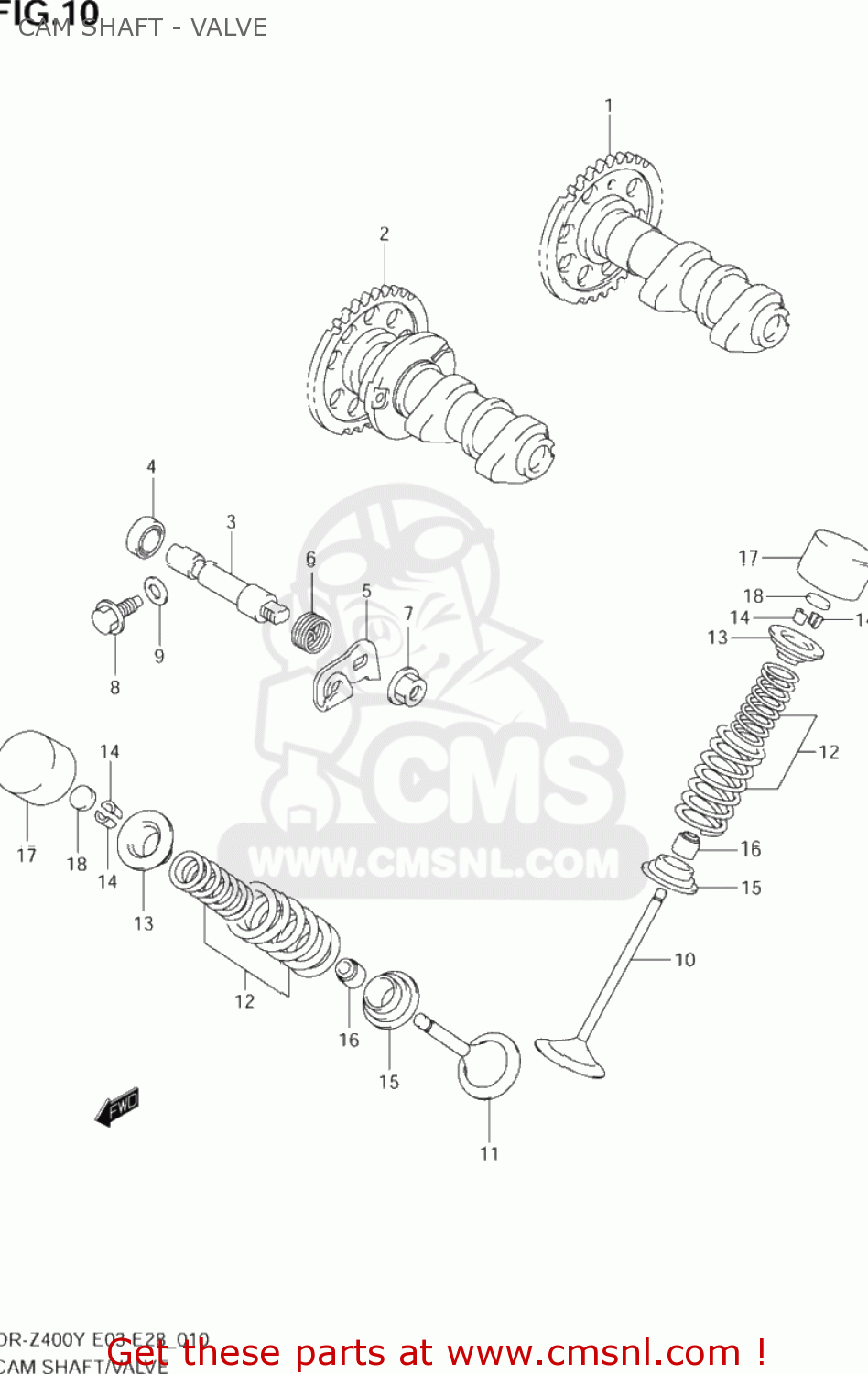 CAM SHAFT - VALVE DR-Z400E 2004 (K4) USA (E03) DRZ400E DR Z400E