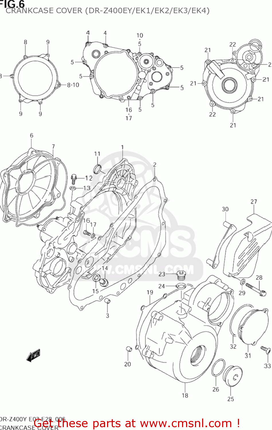 CRANKCASE COVER (DR-Z400EY/EK1/EK2/EK3/EK4) DR-Z400E 2004 (K4) USA (E03) DRZ400E DR Z400E