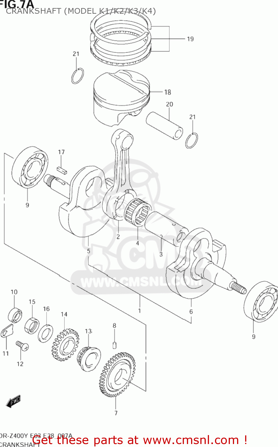 CRANKSHAFT (MODEL K1/K2/K3/K4) DR-Z400E 2004 (K4) USA (E03) DRZ400E DR Z400E