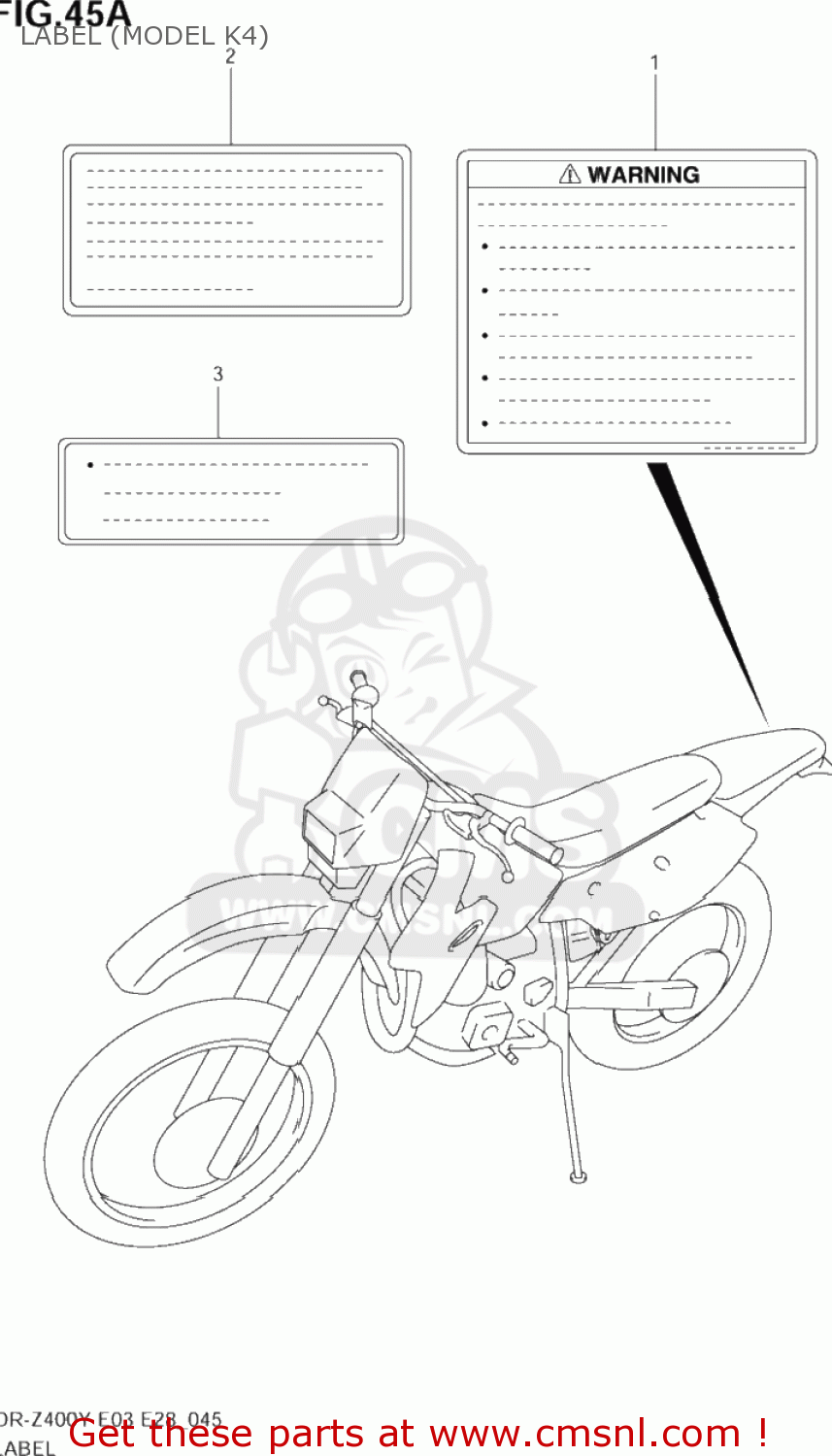 LABEL (MODEL K4) DR-Z400E 2004 (K4) USA (E03) DRZ400E DR Z400E