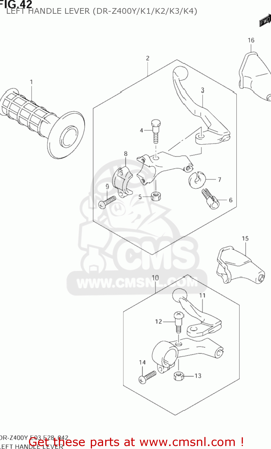 LEFT HANDLE LEVER (DR-Z400Y/K1/K2/K3/K4) DR-Z400E 2004 (K4) USA (E03) DRZ400E DR Z400E