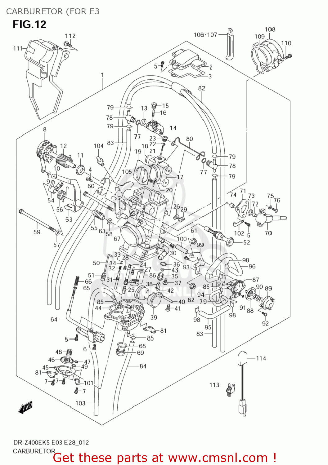 CARBURETOR (FOR E3 DR-Z400E 2005 (K5) USA (E03) DRZ400E DR Z400E
