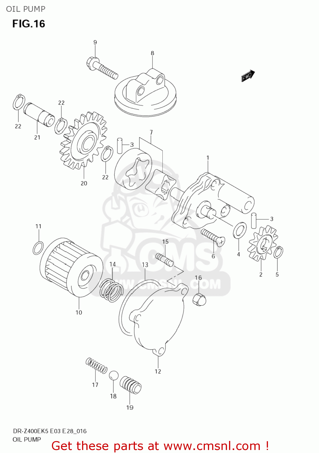 OIL PUMP DR-Z400E 2005 (K5) USA (E03) DRZ400E DR Z400E