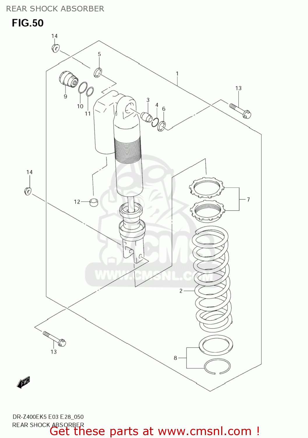 REAR SHOCK ABSORBER DR-Z400E 2005 (K5) USA (E03) DRZ400E DR Z400E